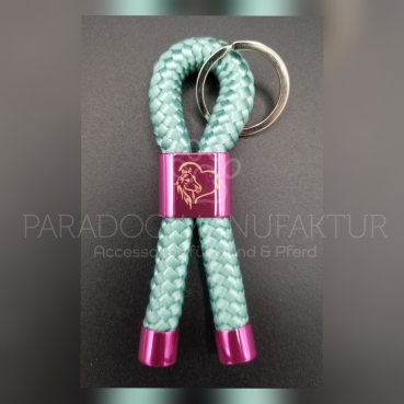 Schlüsselanhänger "Herz-Pferd" - Schlaufe Candy Pink mit Gravur